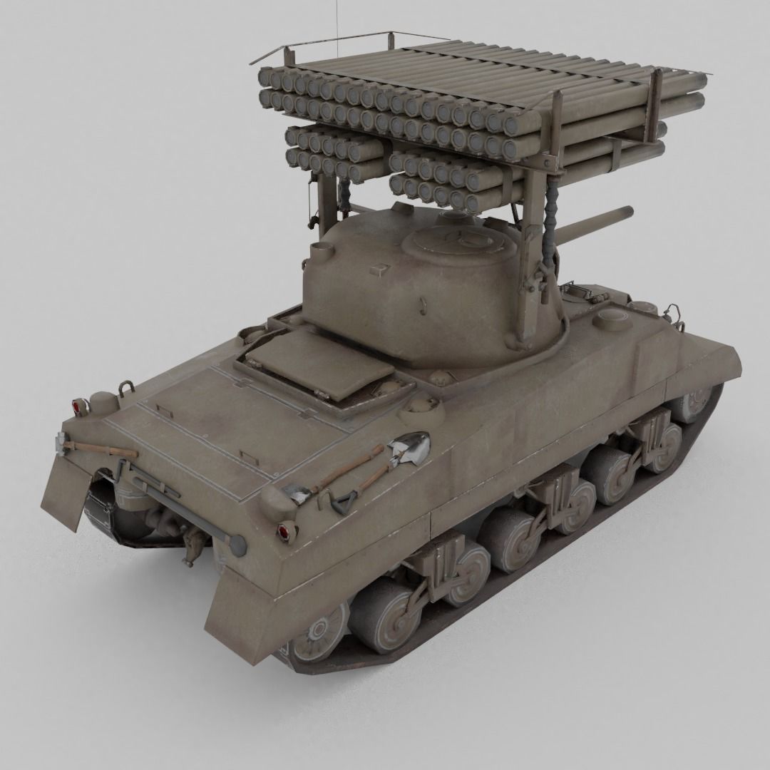 T34 Calliope Rocket Launcher  Low-poly 3D model_6