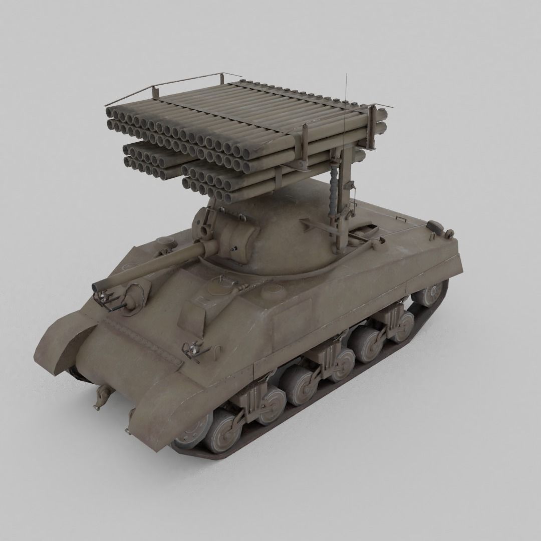 T34 Calliope Rocket Launcher  Low-poly 3D model_25