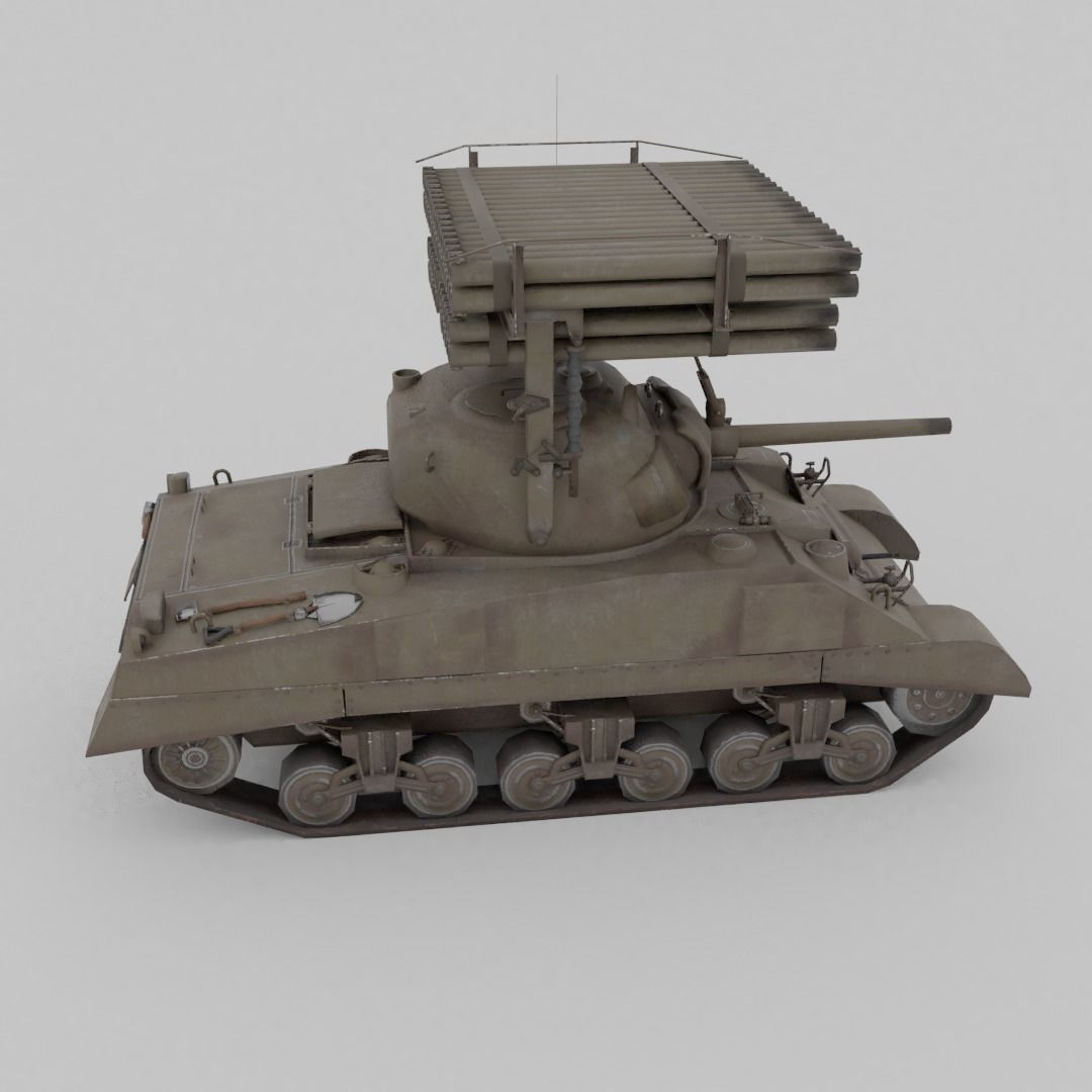 T34 Calliope Rocket Launcher  Low-poly 3D model_16