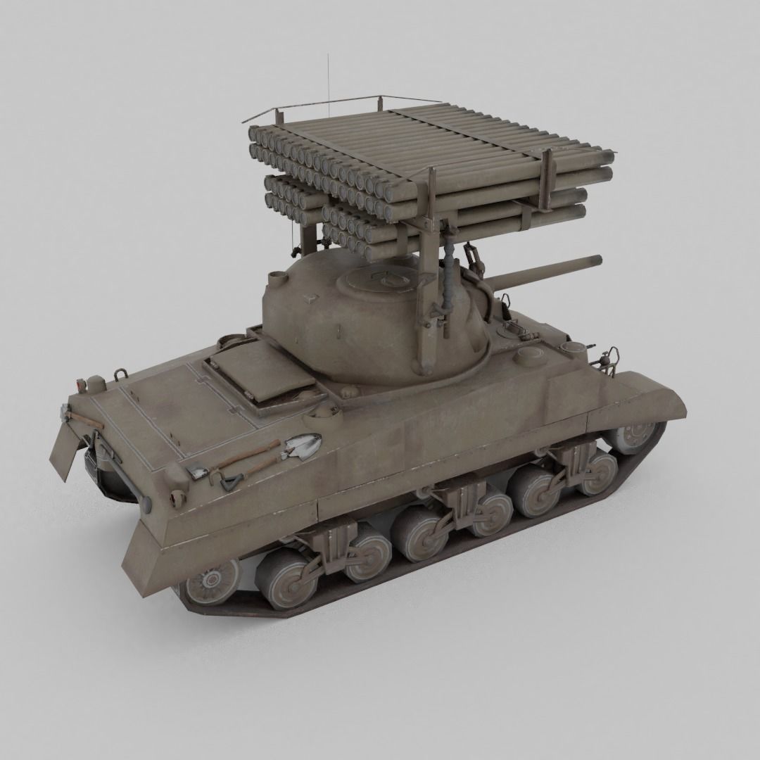 T34 Calliope Rocket Launcher  Low-poly 3D model_17