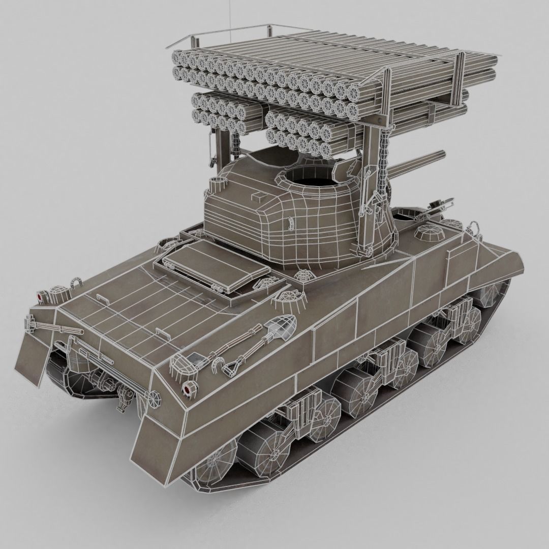 T34 Calliope Rocket Launcher  Low-poly 3D model_7