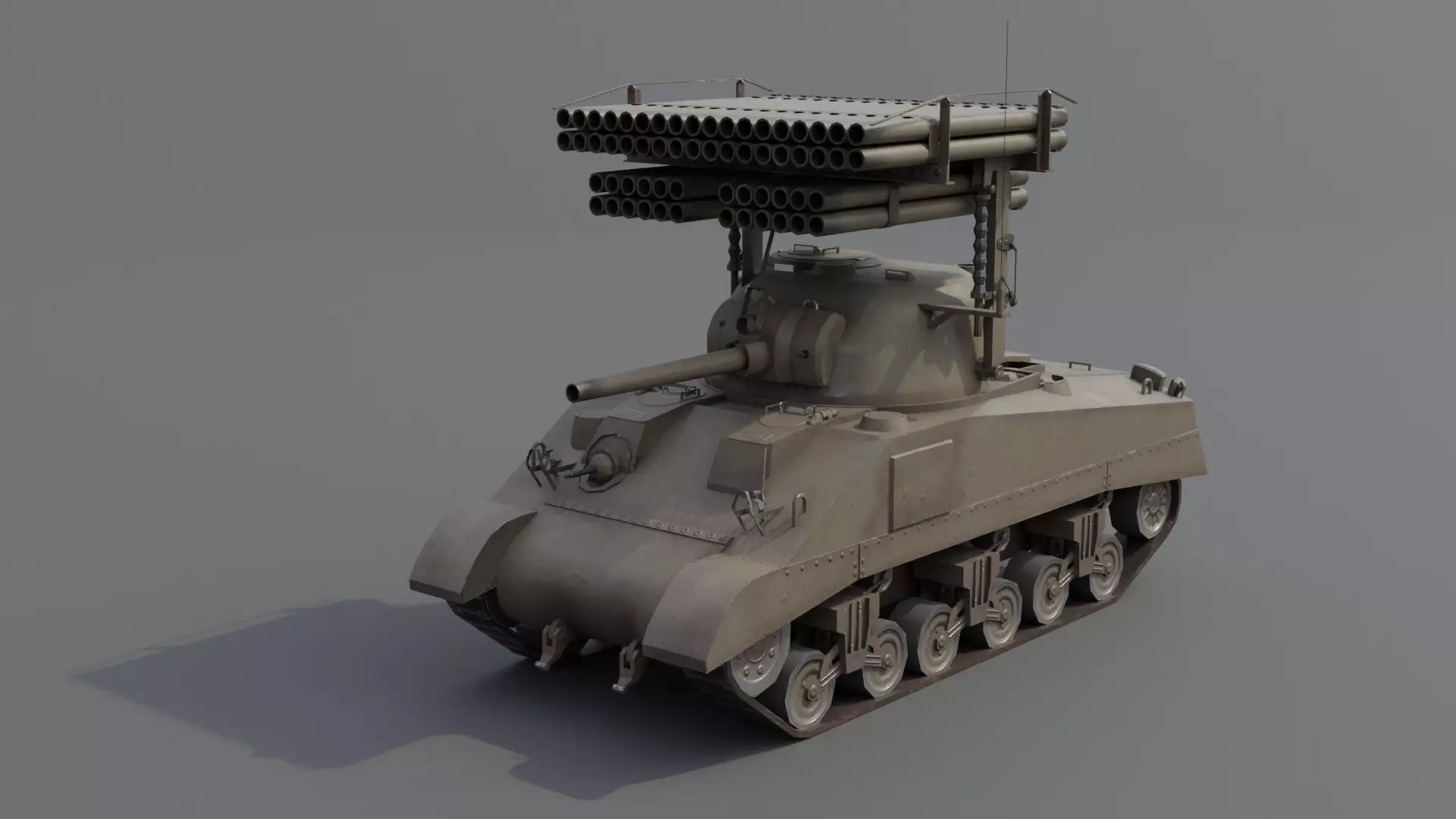 T34 Calliope Rocket Launcher  Low-poly 3D model_0