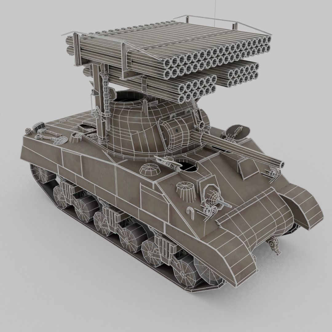 T34 Calliope Rocket Launcher  Low-poly 3D model_5