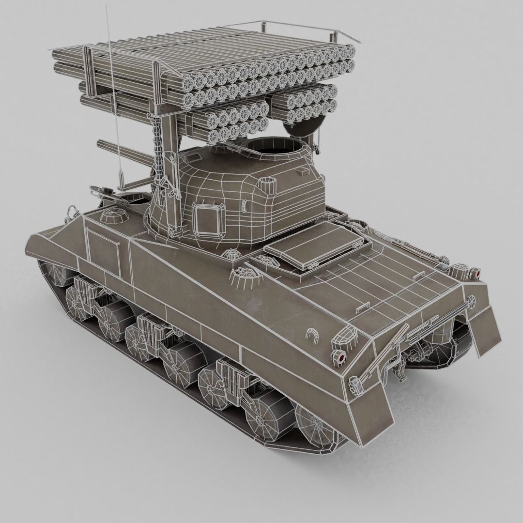 T34 Calliope Rocket Launcher  Low-poly 3D model_9