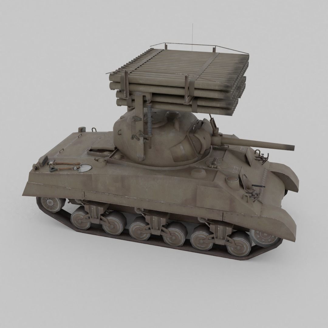 T34 Calliope Rocket Launcher  Low-poly 3D model_15