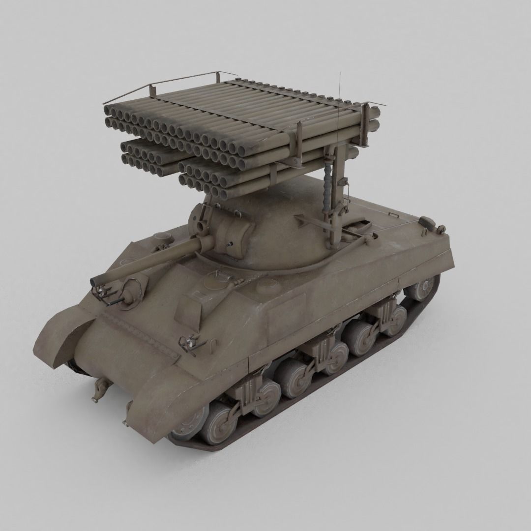 T34 Calliope Rocket Launcher  Low-poly 3D model_10