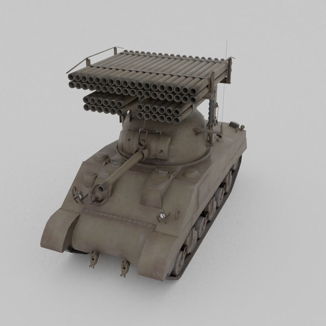 T34 Calliope Rocket Launcher  Low-poly 3D model_11