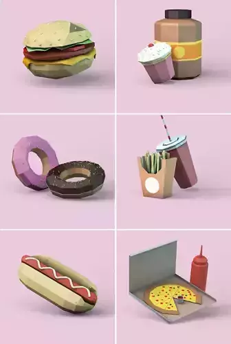 Low Poly 3D Food Models 