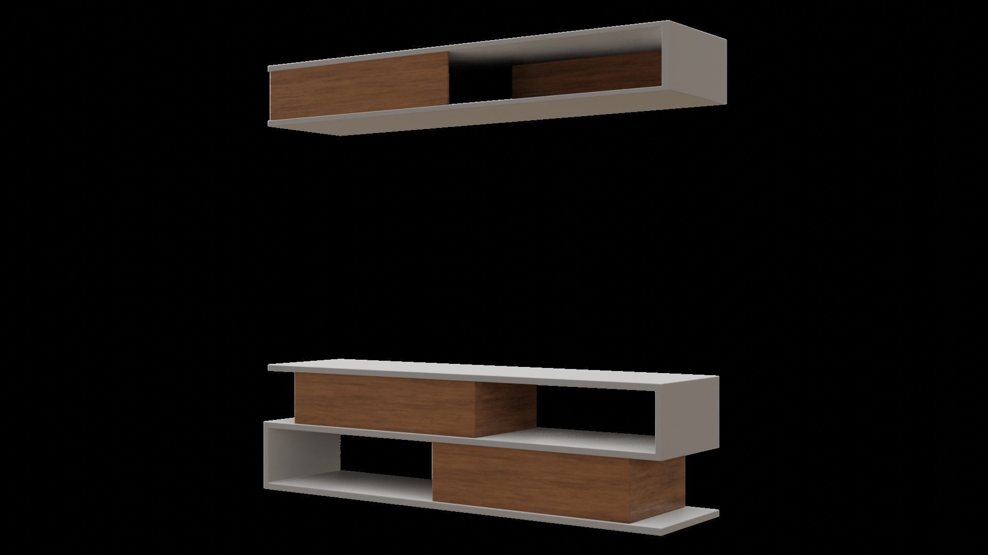 Modern Shelves Low-poly 3D model_3
