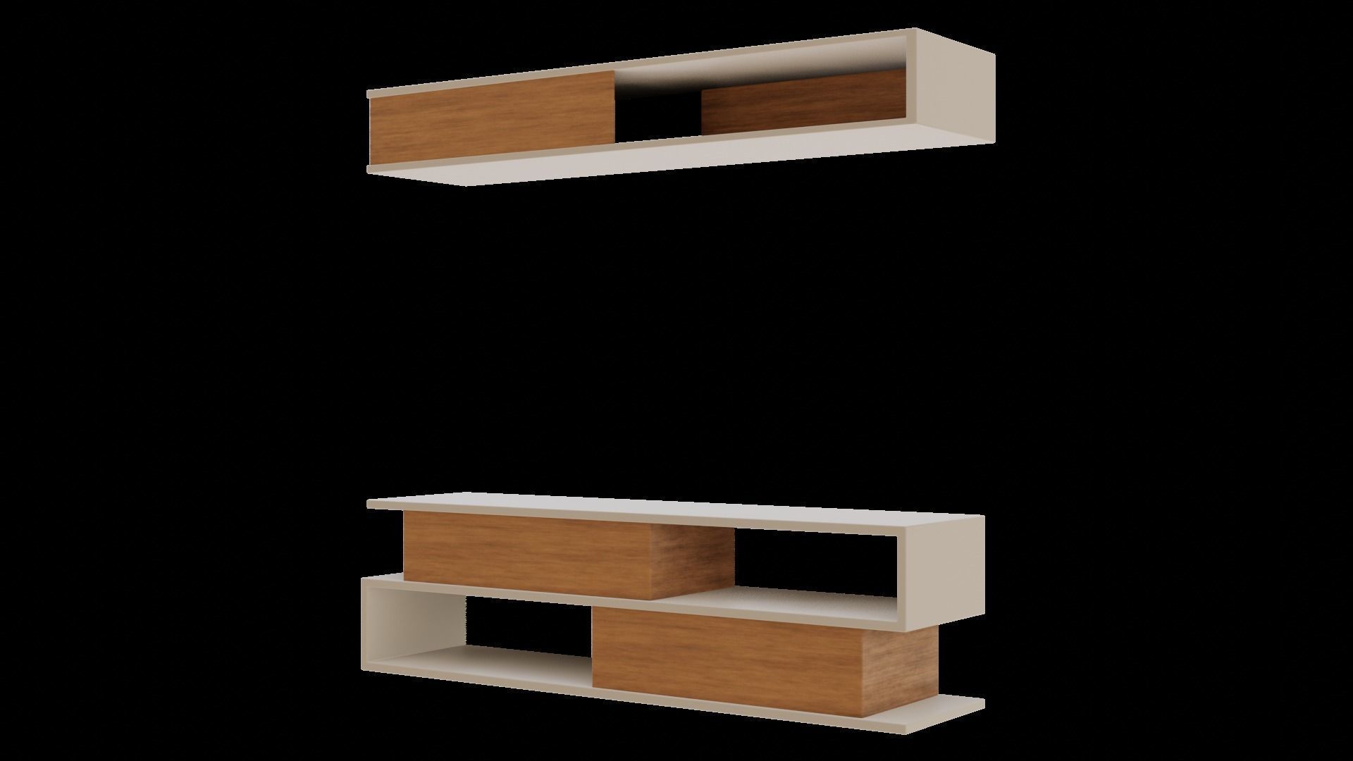 Modern Shelves Low-poly 3D model_1
