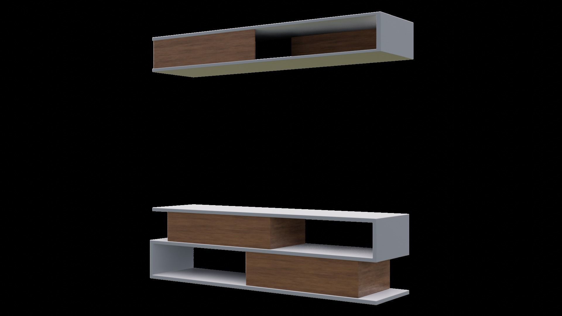 Modern Shelves Low-poly 3D model_5