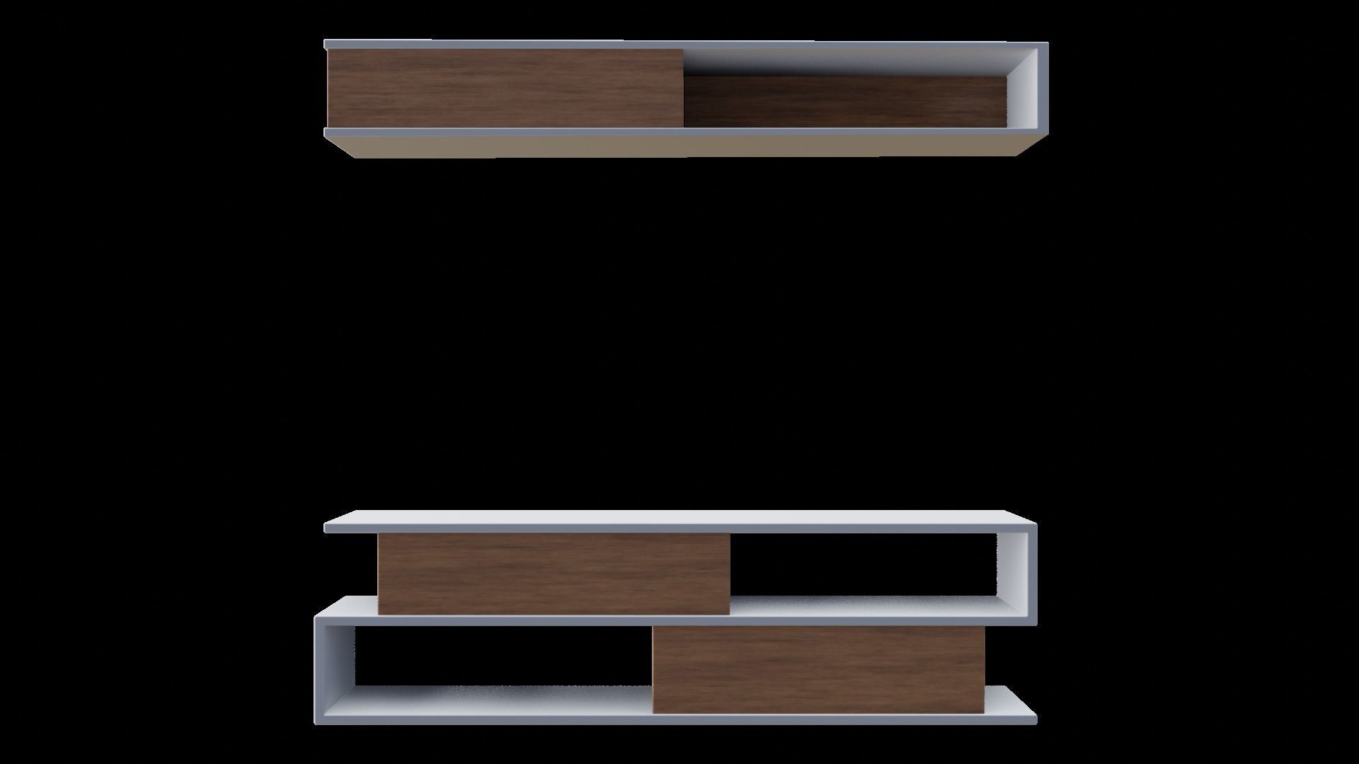 Modern Shelves Low-poly 3D model_4