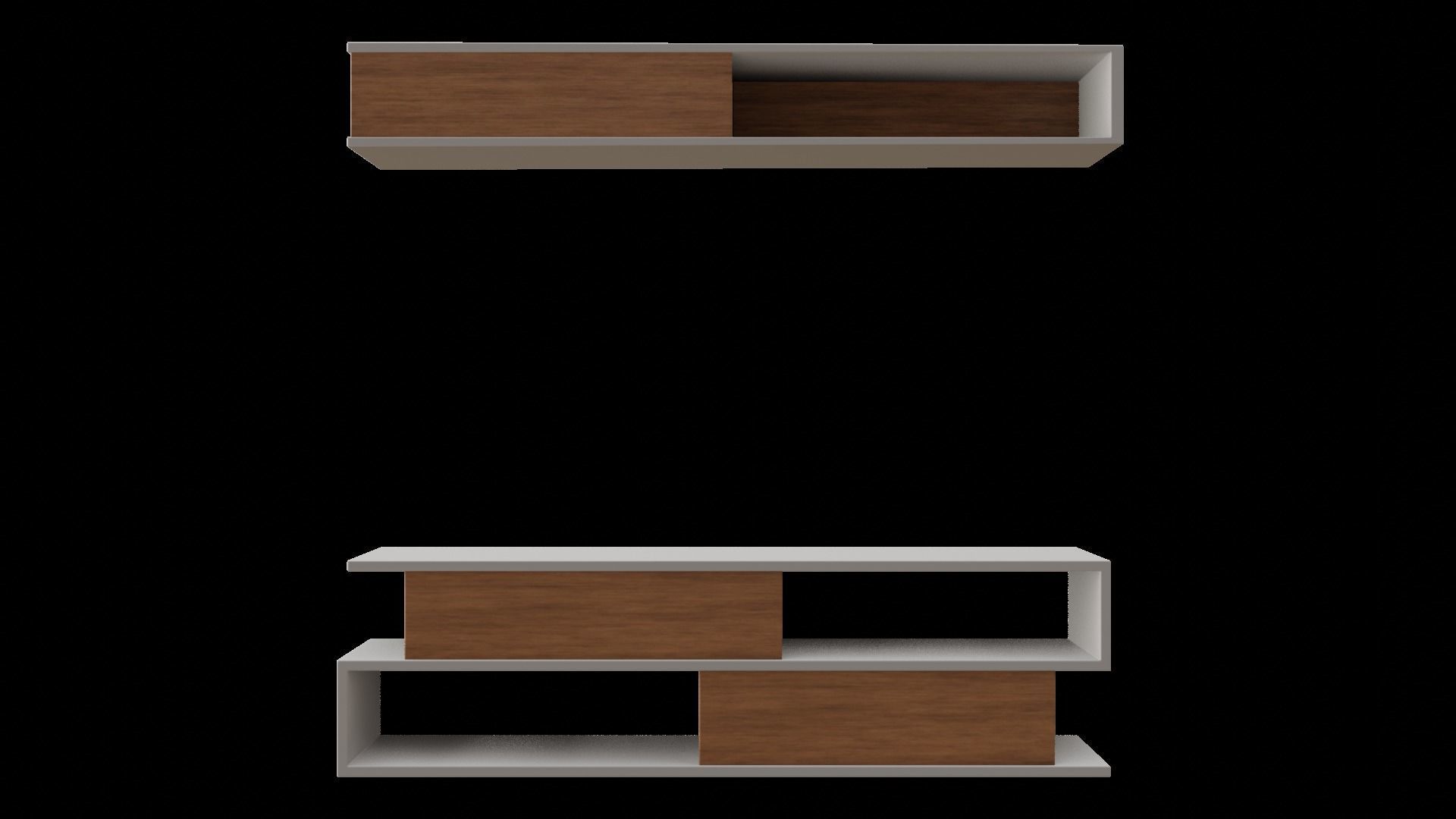 Modern Shelves Low-poly 3D model_2