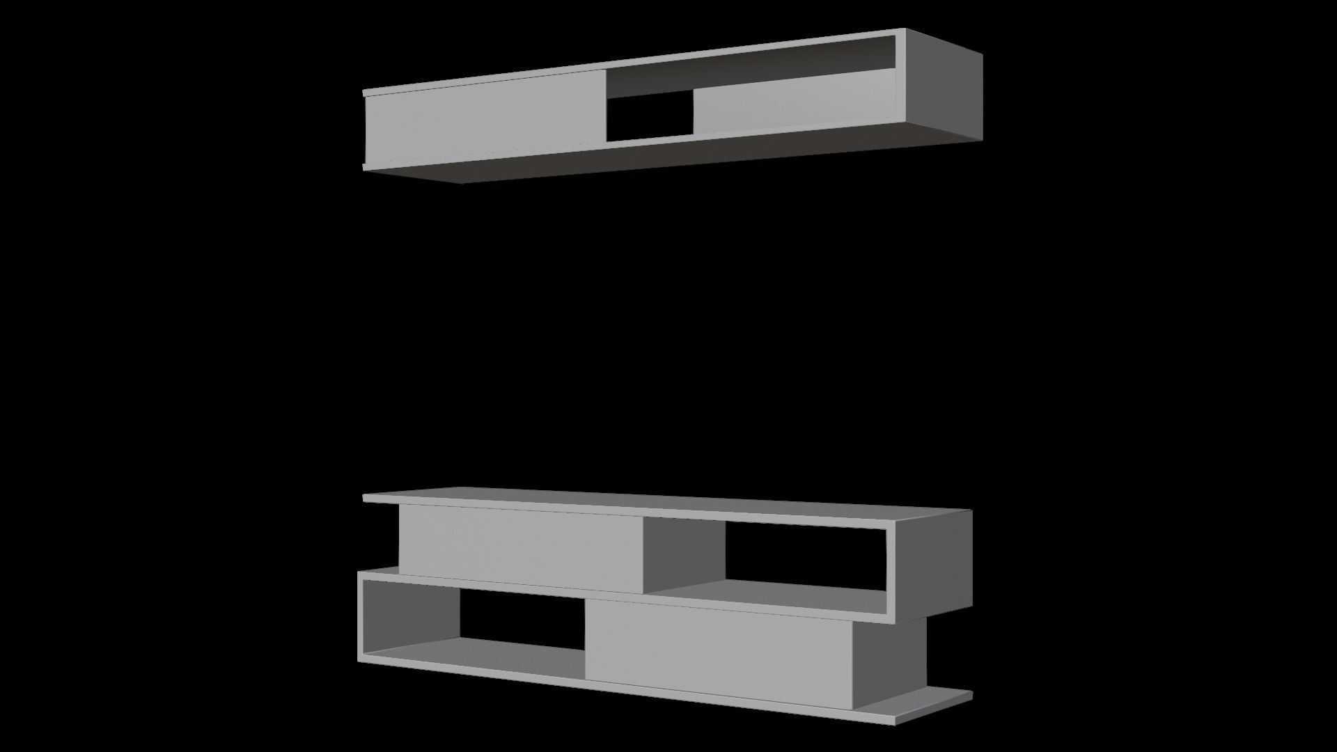 Modern Shelves Low-poly 3D model_7