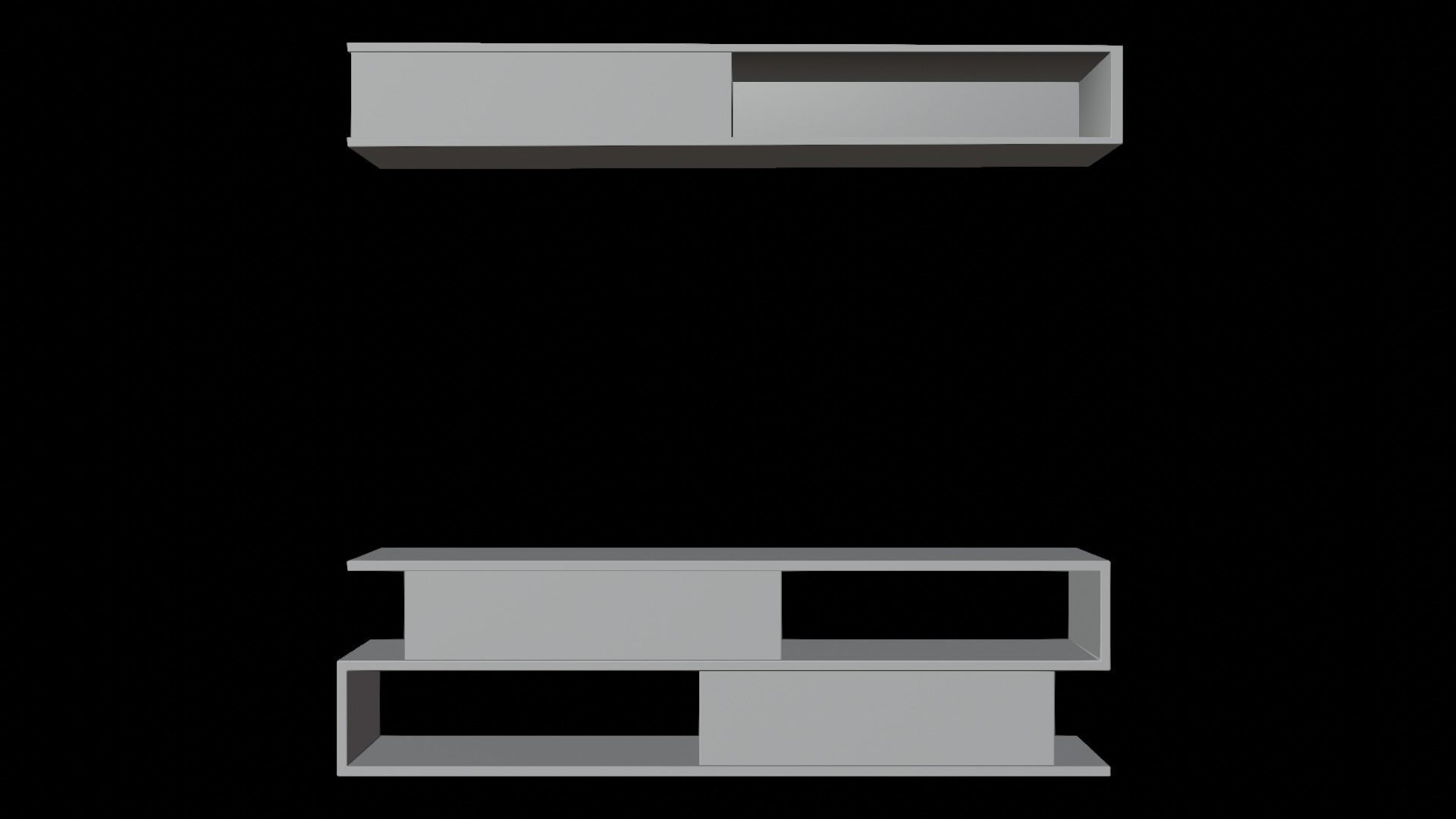Modern Shelves Low-poly 3D model_6