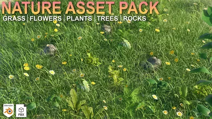 Nature Asset Pack Grass Plants and Flowers 3D model