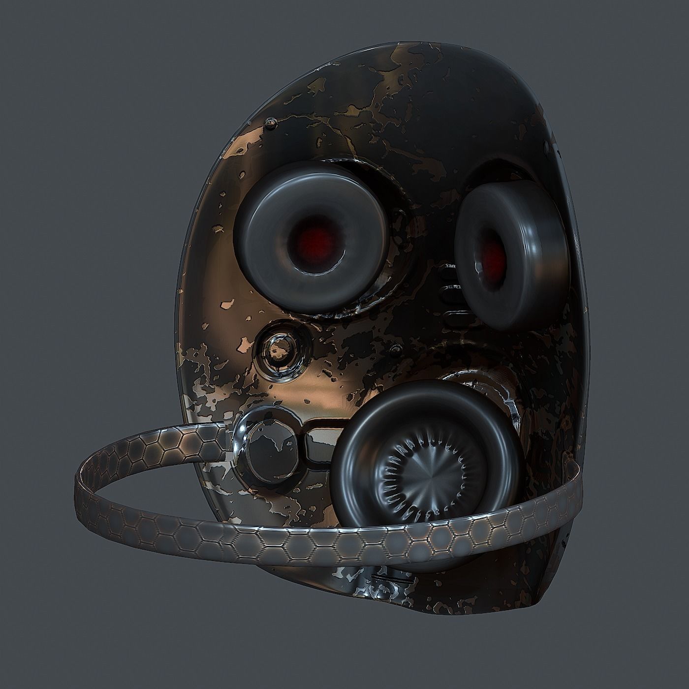 Gas mask helmet 3d model scifi Low-poly  Low-poly 3D model_4
