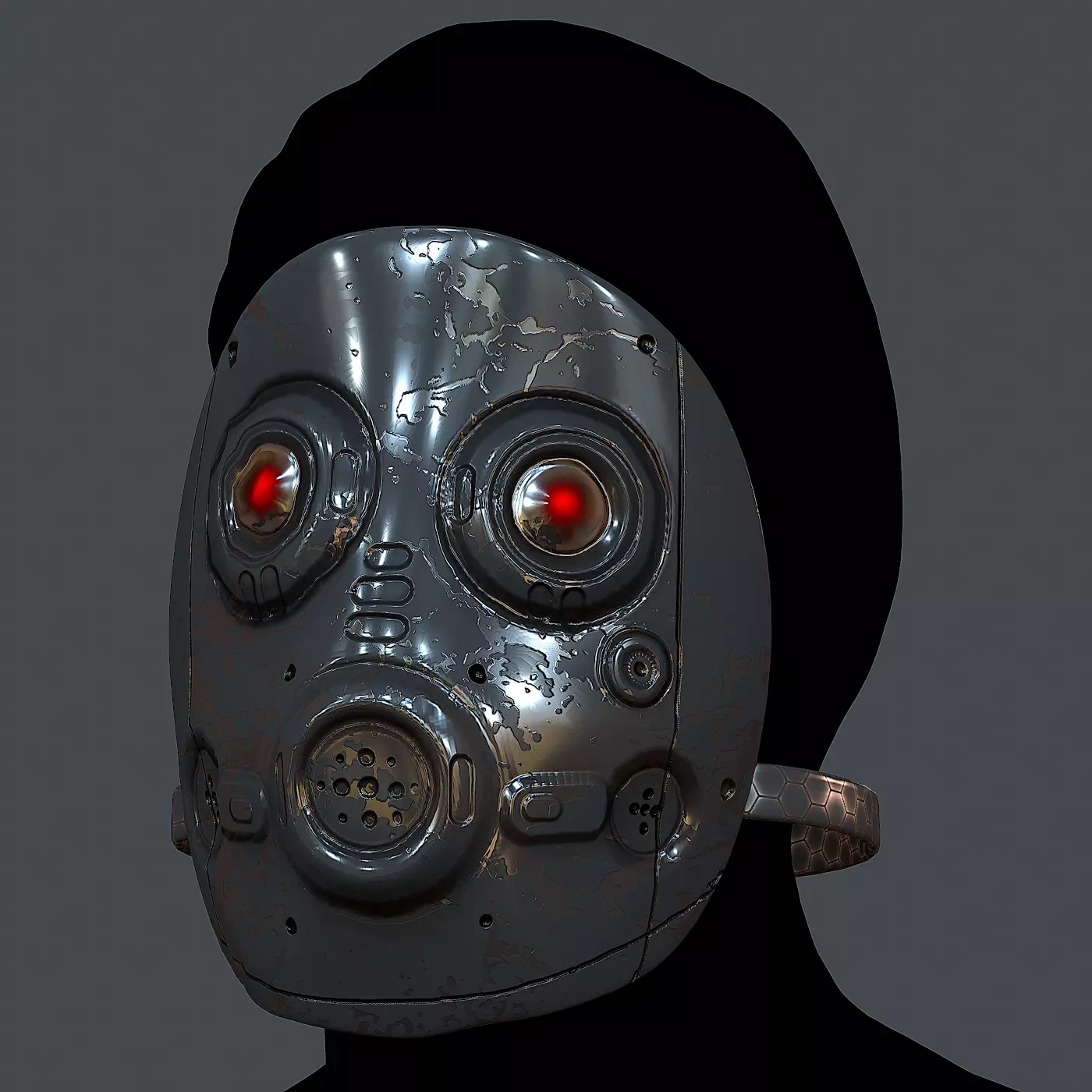 Gas mask helmet 3d model scifi Low-poly  Low-poly 3D model_0