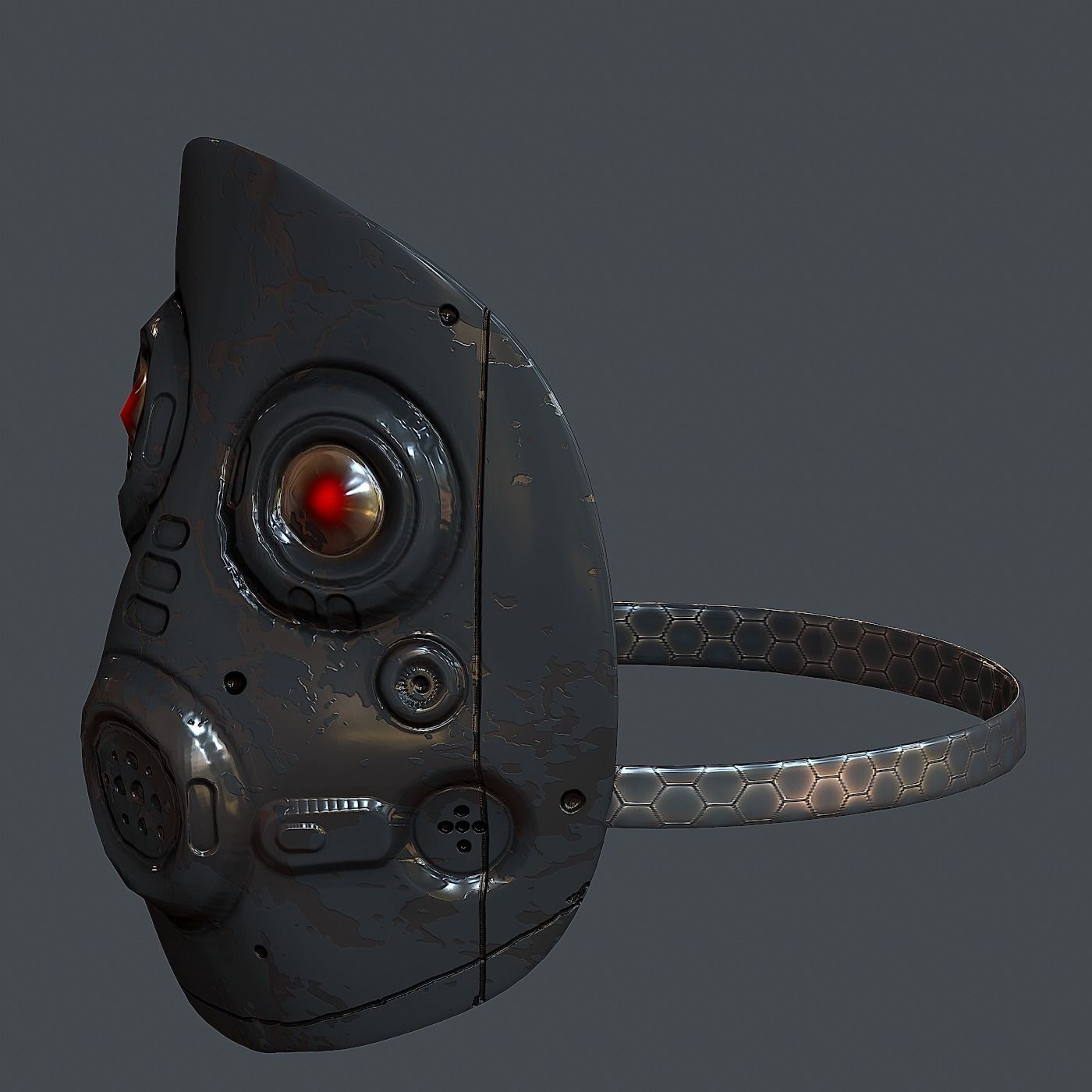 Gas mask helmet 3d model scifi Low-poly  Low-poly 3D model_5