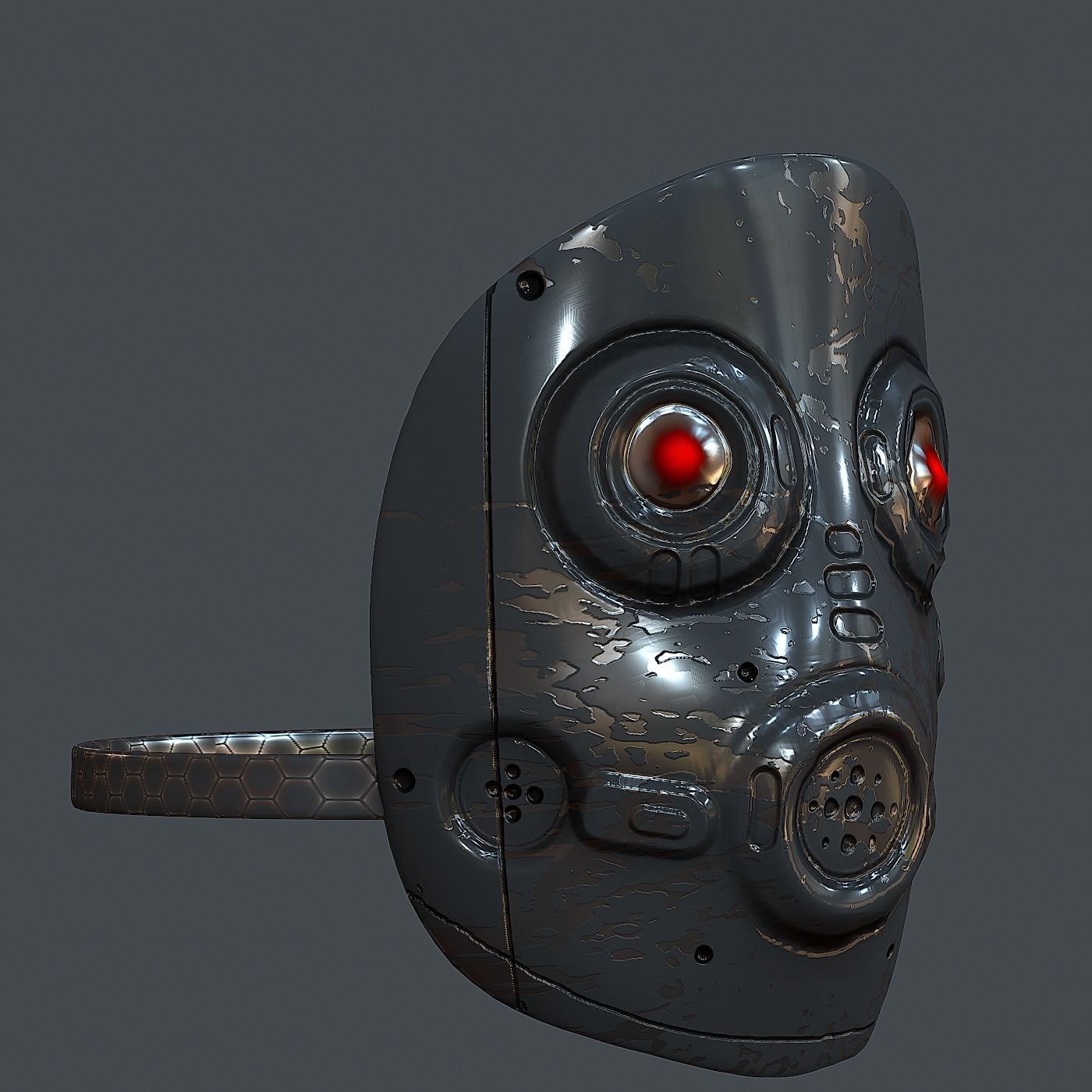 Gas mask helmet 3d model scifi Low-poly  Low-poly 3D model_3