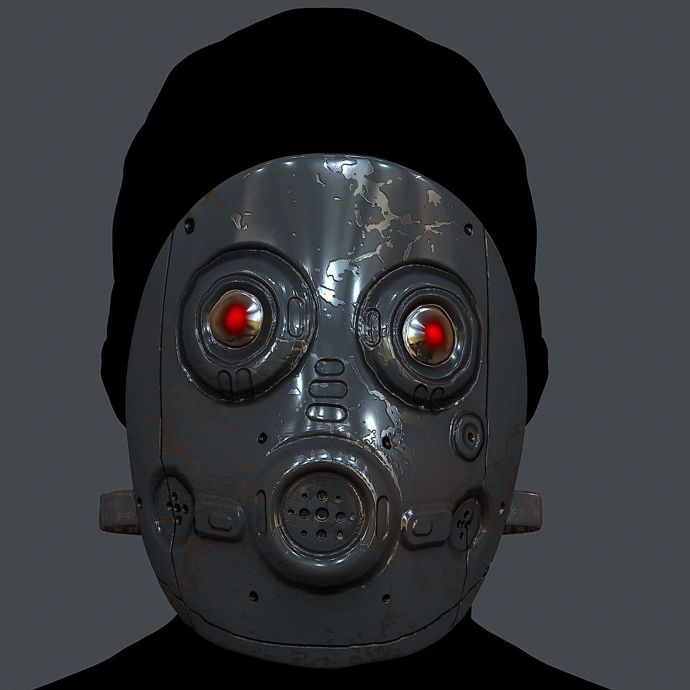 Gas mask helmet 3d model scifi Low-poly  Low-poly 3D model_2