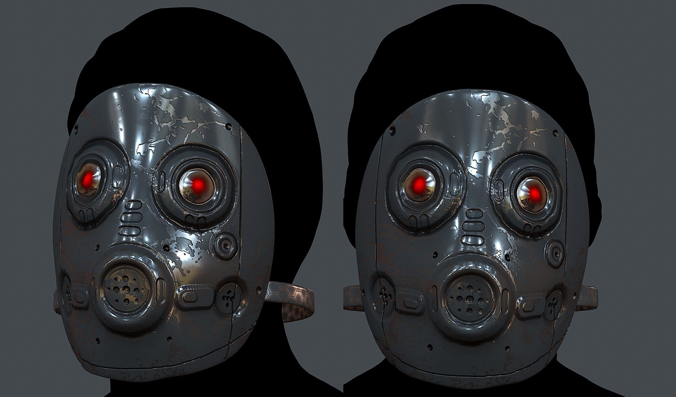 Gas mask helmet 3d model scifi Low-poly  Low-poly 3D model_1