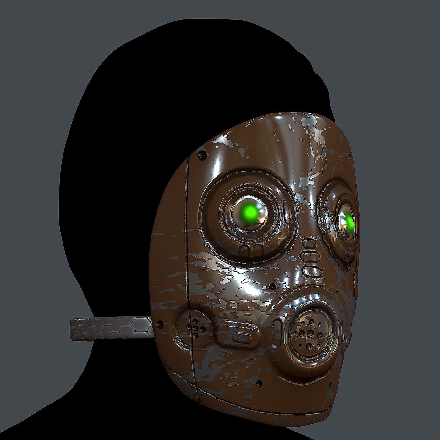 Gas mask helmet 3d model scifi Low-poly Low-poly 3D model_2