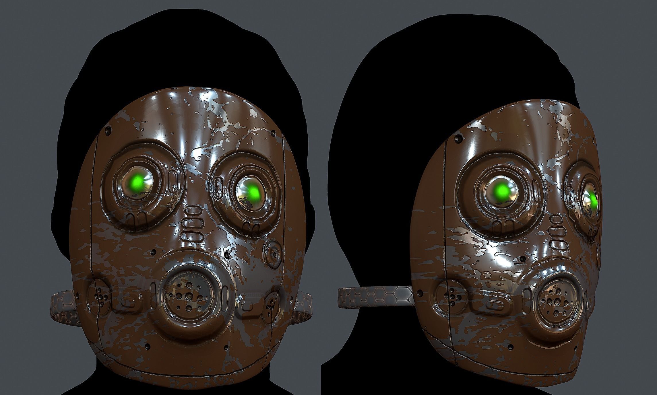 Gas mask helmet 3d model scifi Low-poly Low-poly 3D model_1