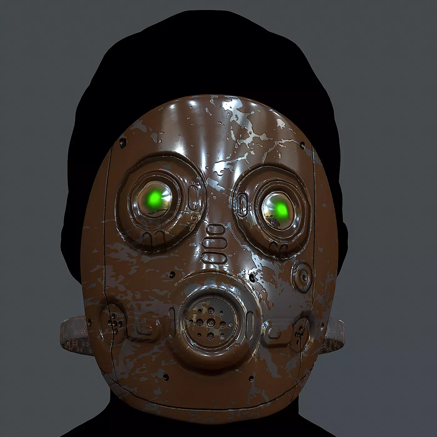 Gas mask helmet 3d model scifi Low-poly Low-poly 3D model_0