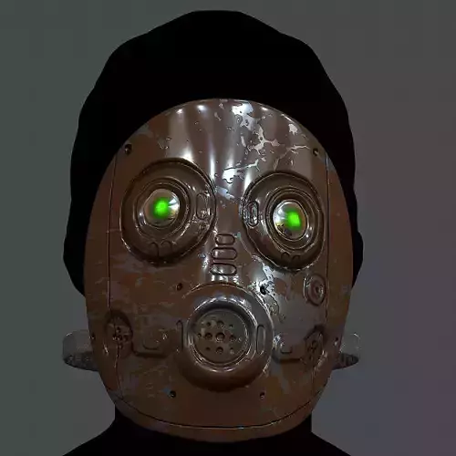 Gas mask helmet 3d model scifi Low-poly 