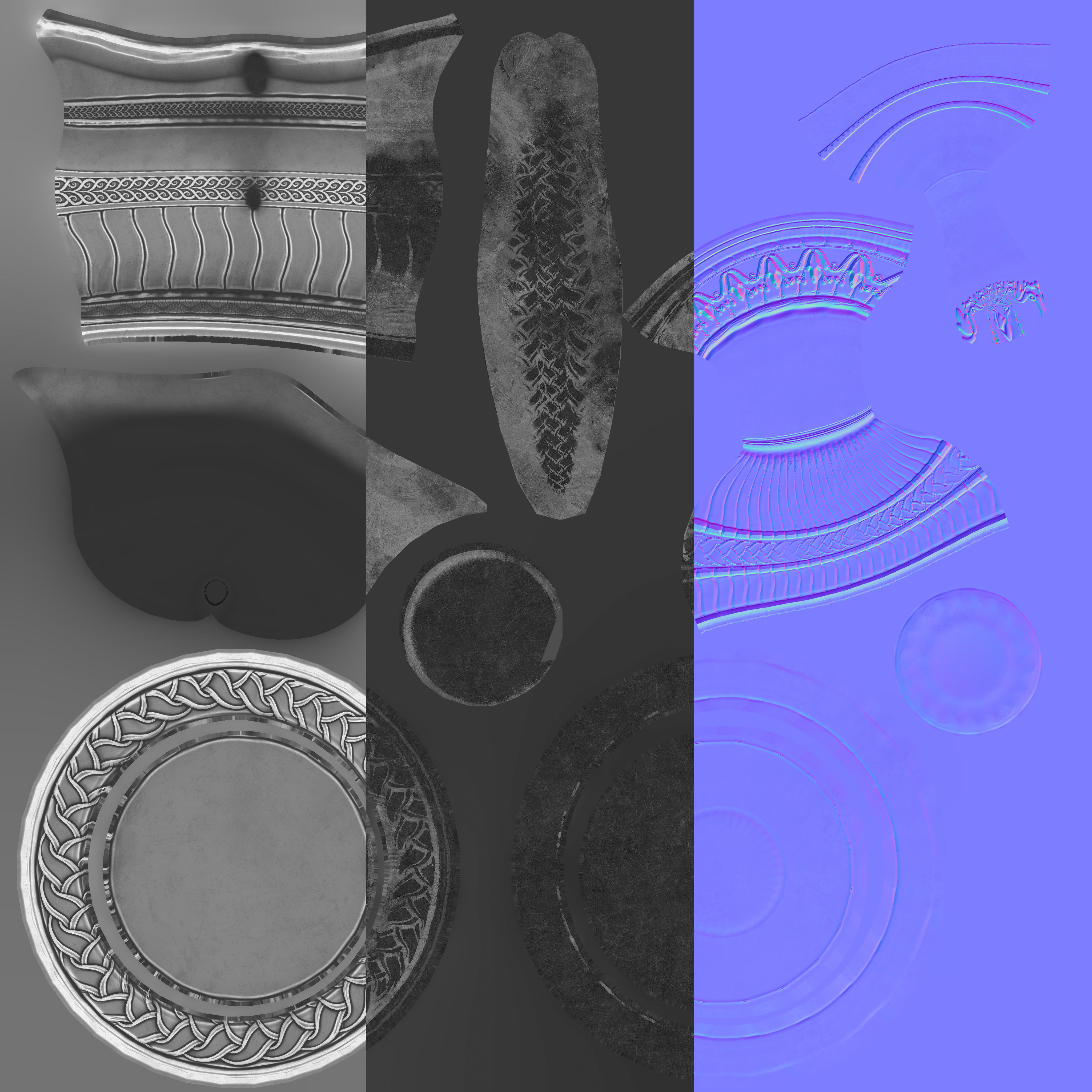 Silver wine set Low-poly 3D model_5