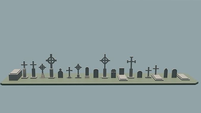 Low poly gravestones Free low-poly 3D model