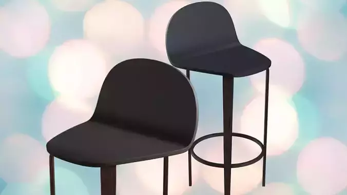 Wooden Bar Chair Low-poly 3D model
