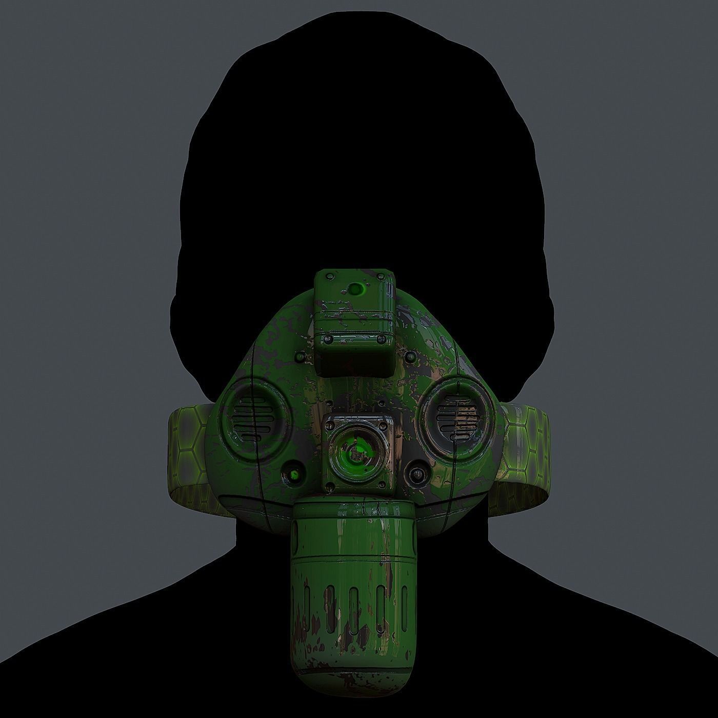 Gas mask helmet 3d model scifi Low-poly Low-poly 3D model_2