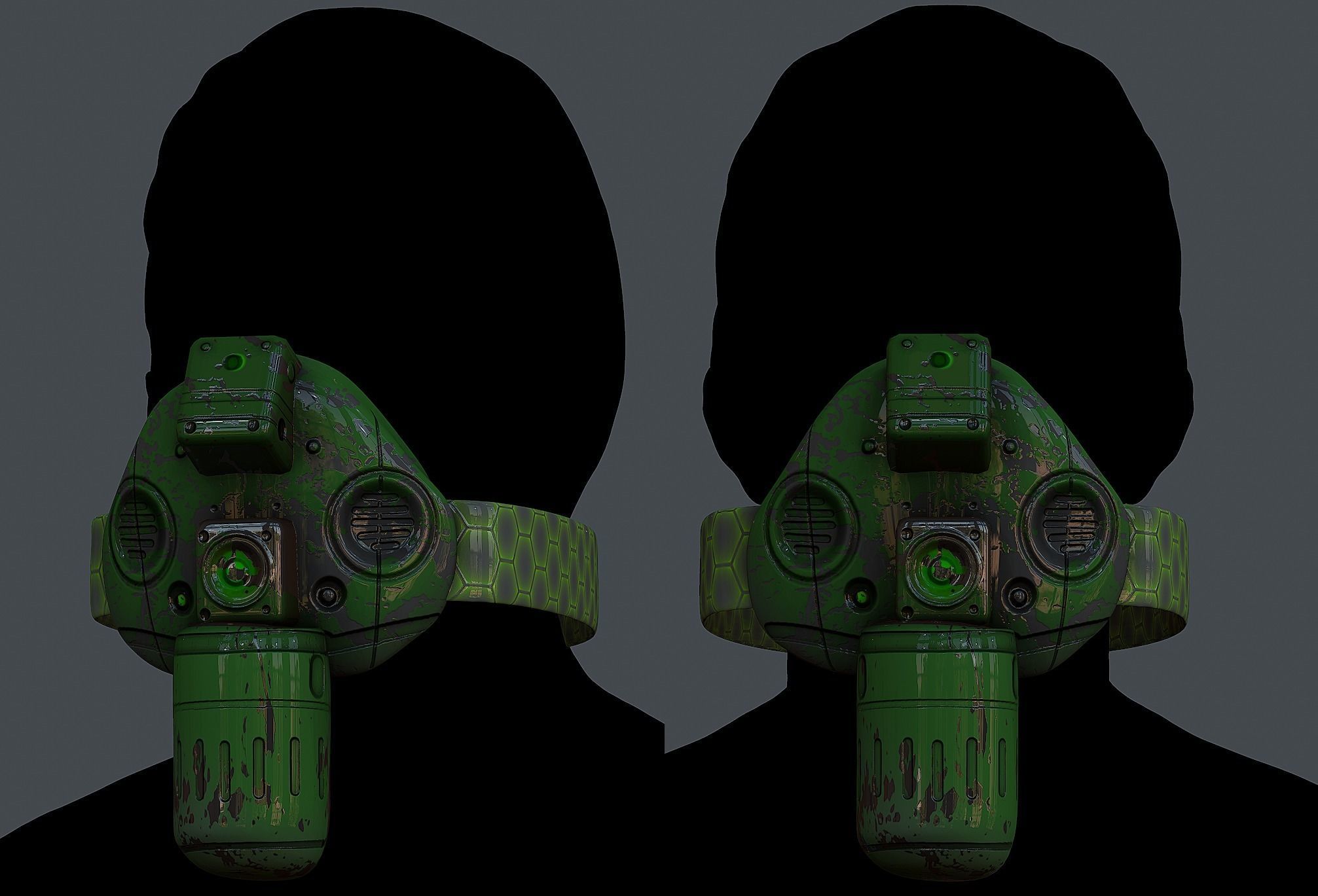 Gas mask helmet 3d model scifi Low-poly Low-poly 3D model_1