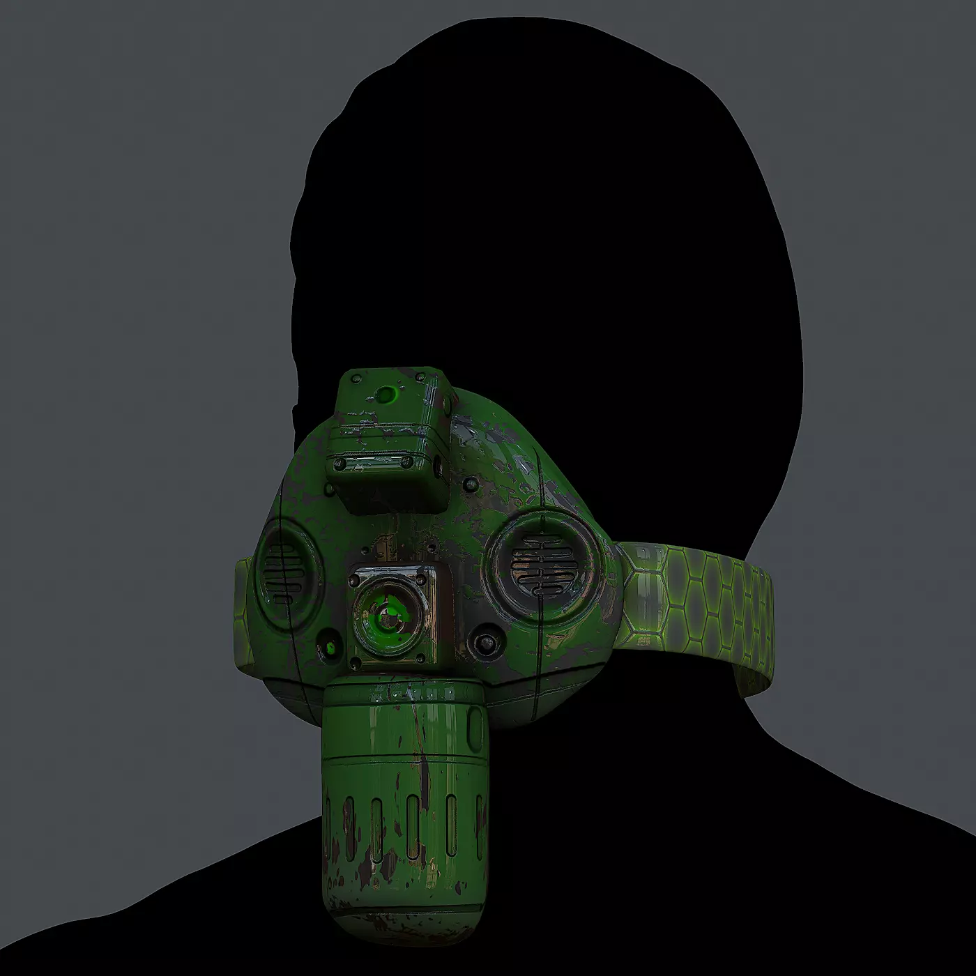 Gas mask helmet 3d model scifi Low-poly Low-poly 3D model_0