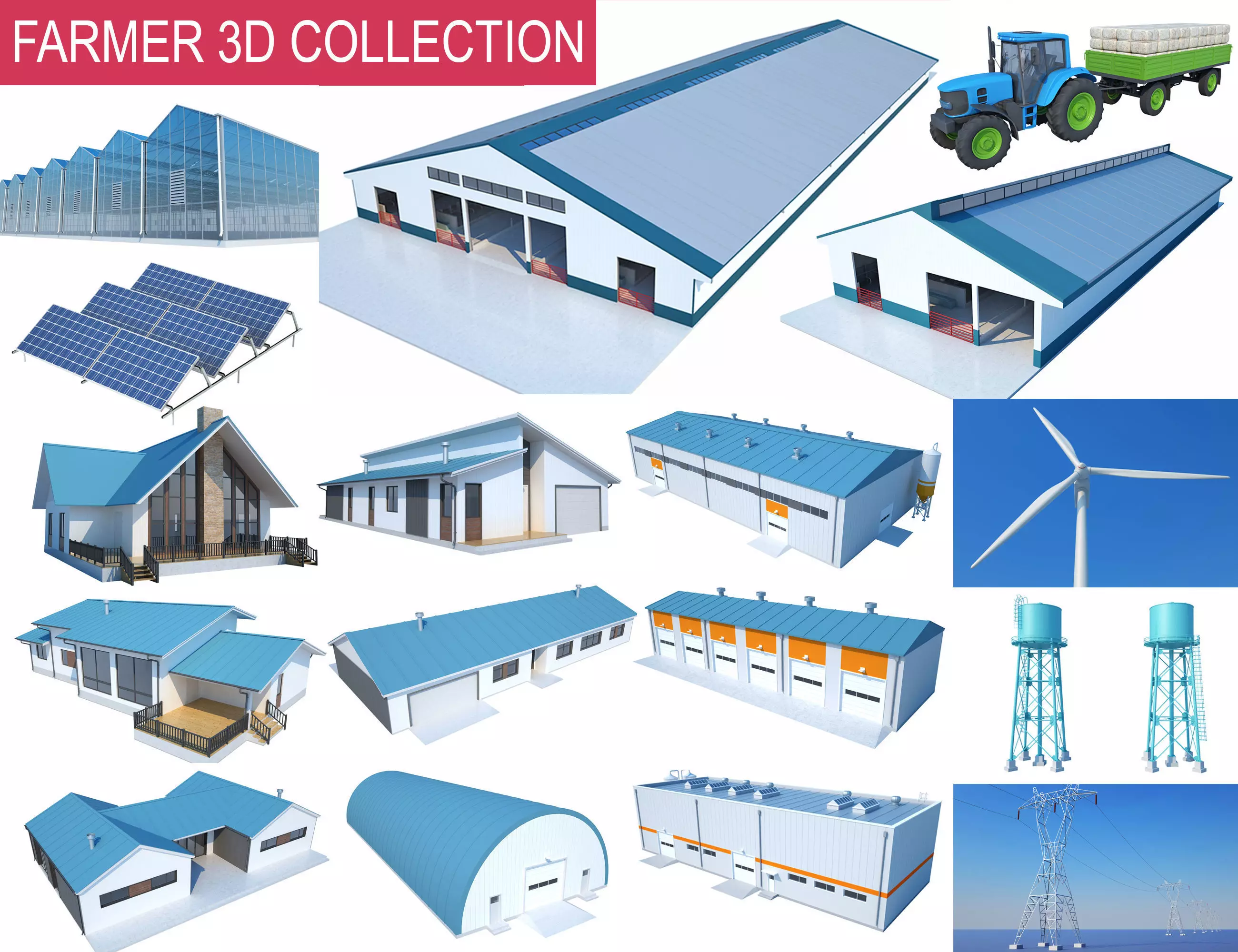 Farmer building collections 3D model_0