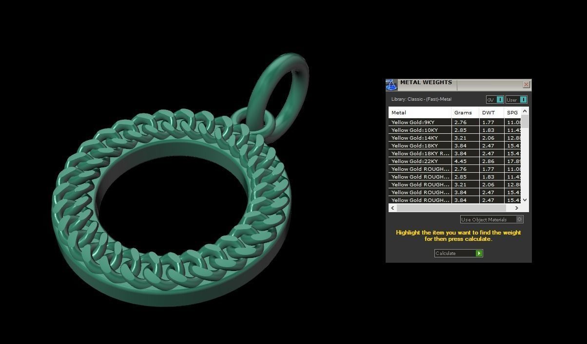 Cuban Link Round Hollow Halo Frame Pendant 15MM Diameter 3D print model_8