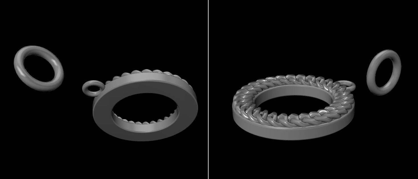 Cuban Link Round Hollow Halo Frame Pendant 15MM Diameter 3D print model_13