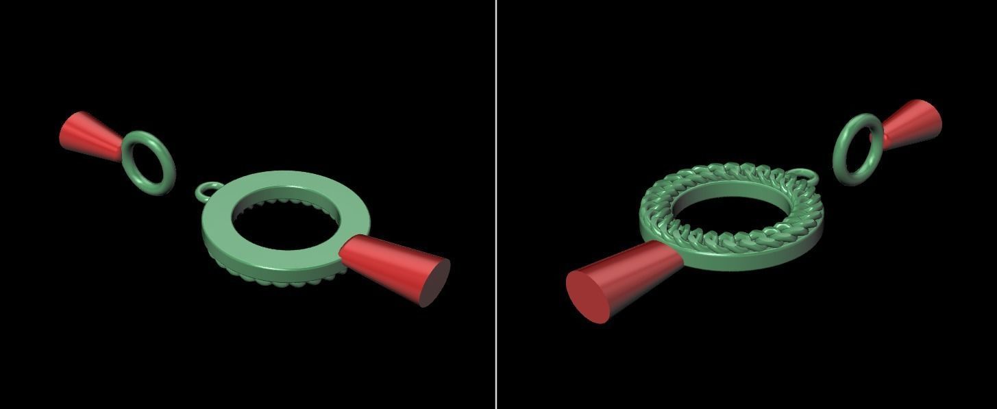 Cuban Link Round Hollow Halo Frame Pendant 15MM Diameter 3D print model_11