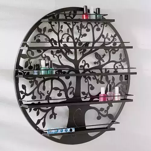 Wall Mount Tree Nail Polish Cosmetic Organizer 3D model