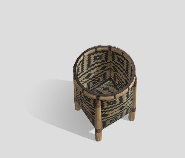 Takinan rattan basket Low-poly 3D model_1