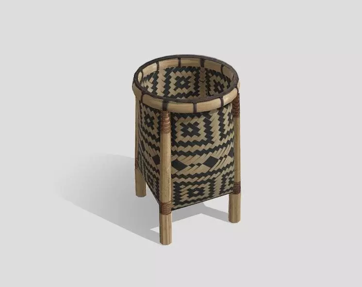 Takinan rattan basket Low-poly 3D model_0