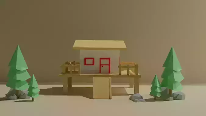 LOW POLY HOUSE in forest