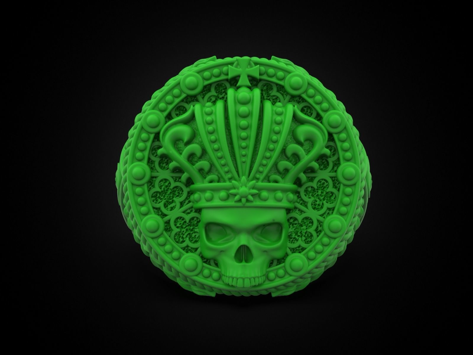 King skull ring 3D print model_10