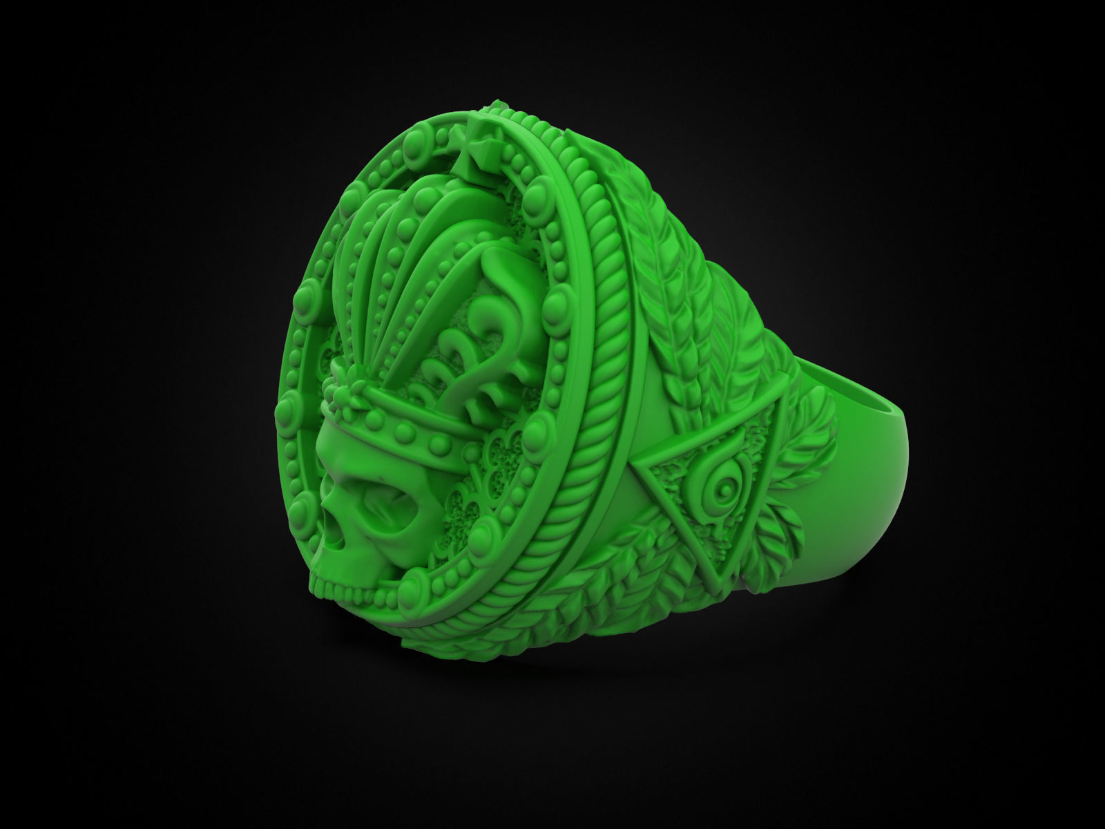 King skull ring 3D print model_11