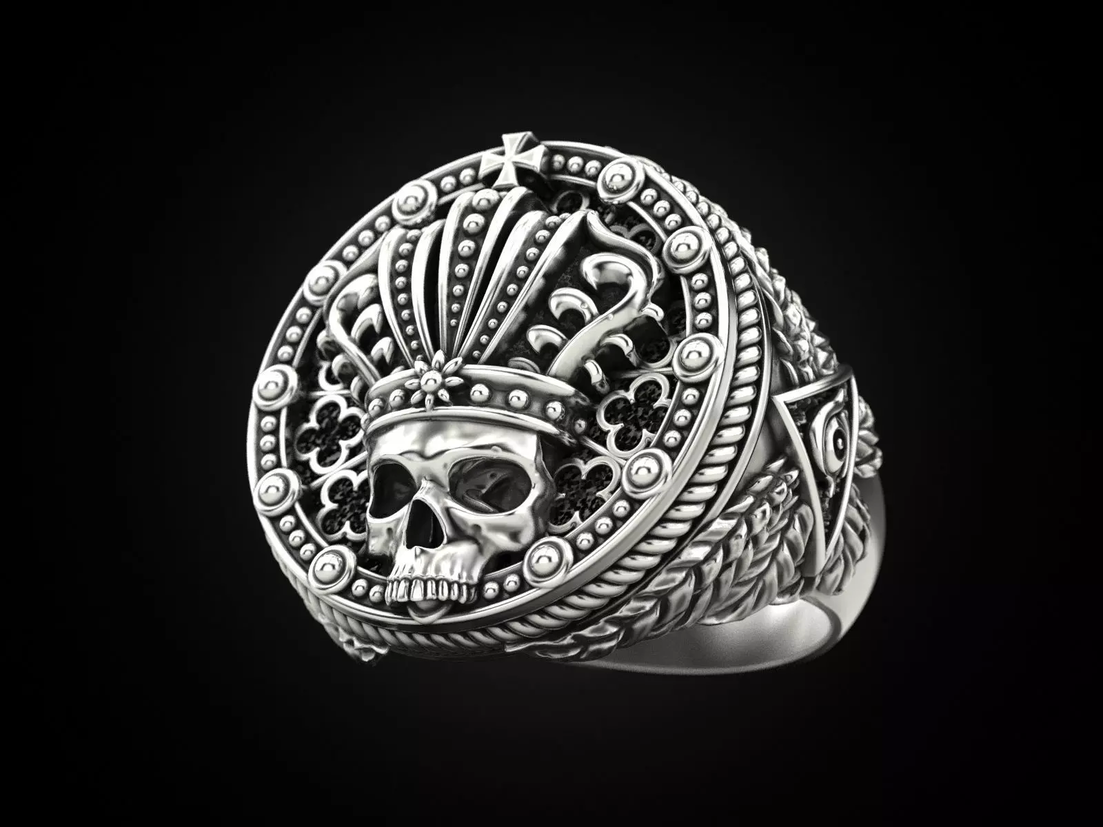 King skull ring 3D print model_0