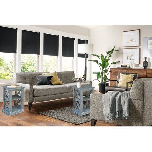 Antique Washed Heather Gray Cosgrave Floor Shelf 3D model_6