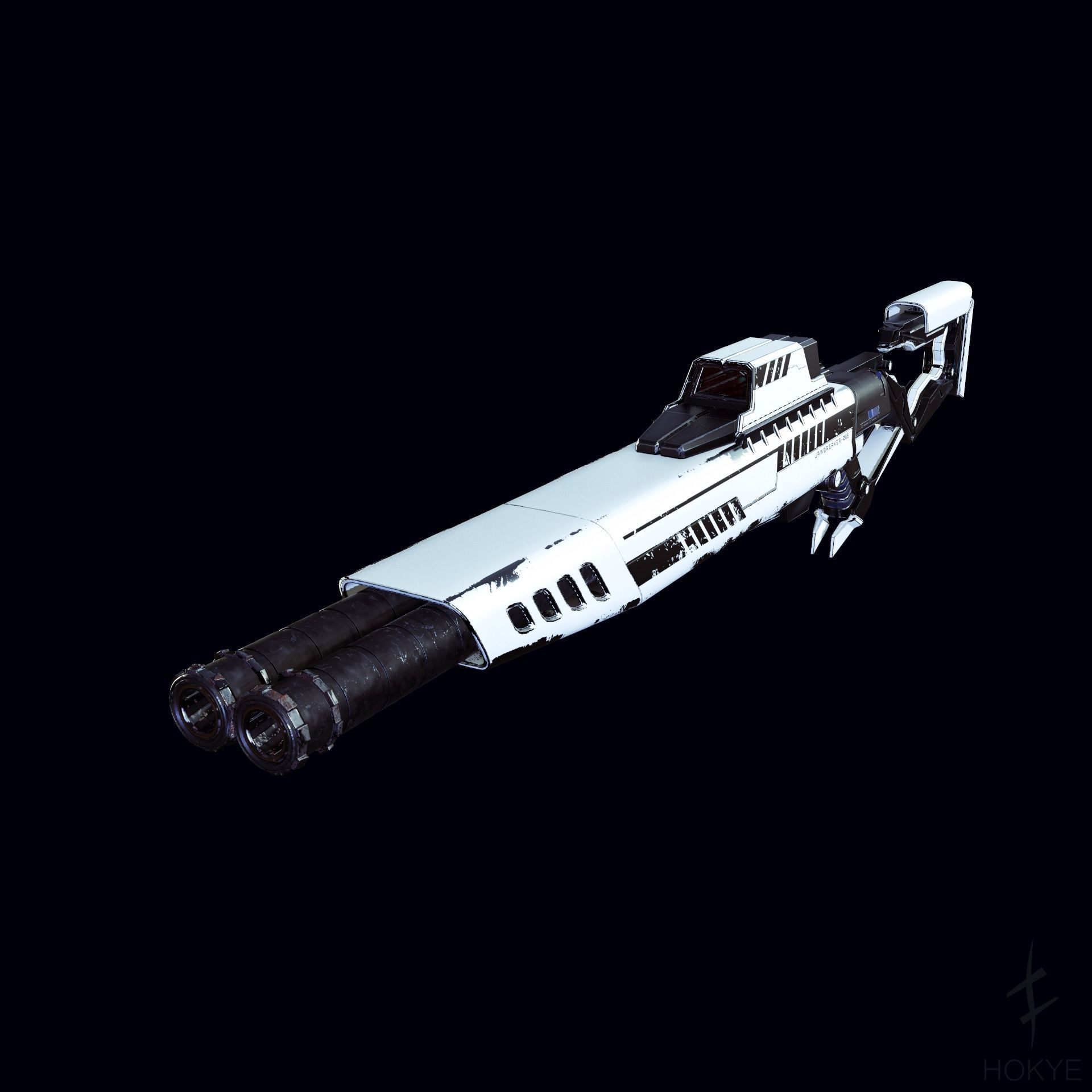 Cyberpunk Futuristic style DoubleBarrel Shotgun - JAWBREAKER-069 Low-poly 3D model_1
