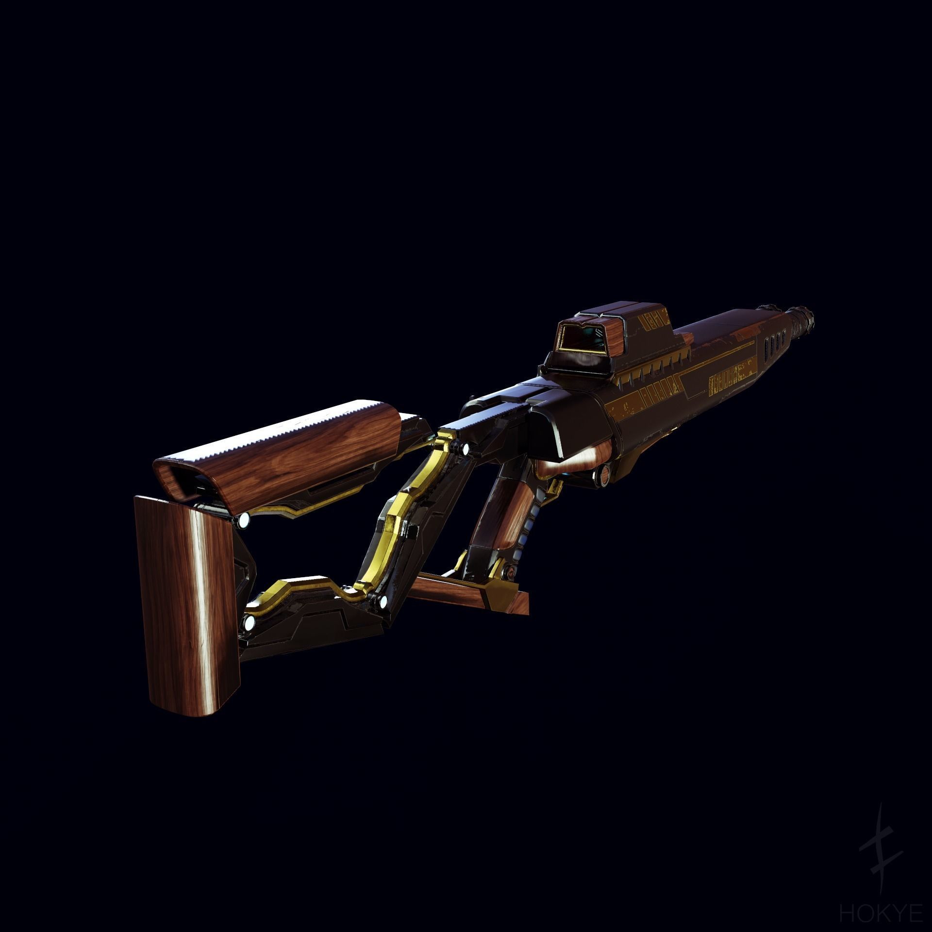 Cyberpunk Futuristic style DoubleBarrel Shotgun - JAWBREAKER-069 Low-poly 3D model_6